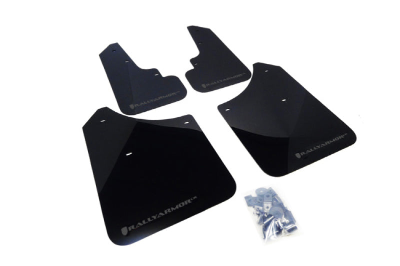 RAL UR Blk Flap/Grey Logo - Rally Armor 03-08 Subaru Forester Black UR Mud Flap w/ Grey Logo