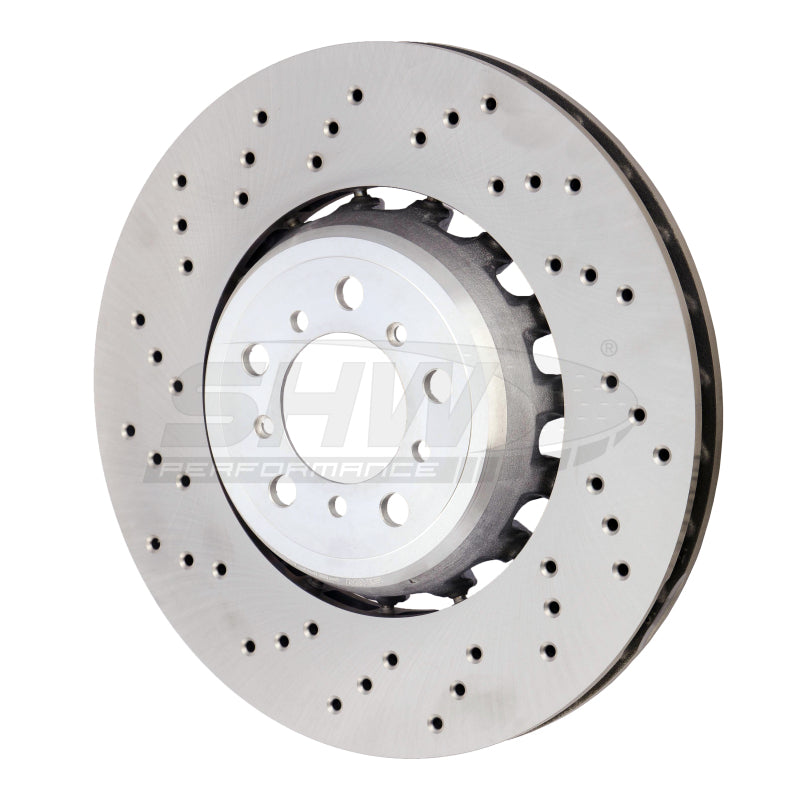 SHW Drilled Lightweight Rotors - SHW 15-18 BMW M3 3.0L Left Front Cross-Drilled Lightweight Brake Rotor (34112284809)