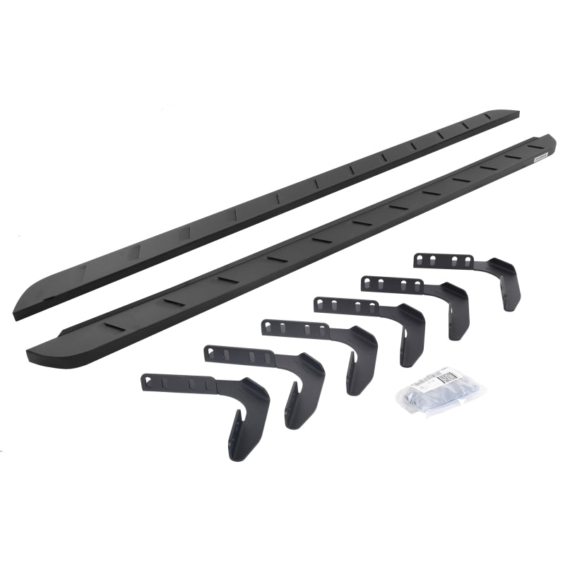 GOR RB10 Slim Running Boards - Go Rhino 99-16 Ford F-250 / F-350 Crew Cab 4DR RB10 Slim Running Boards Kit (w/Brackets) - Tex. Blk