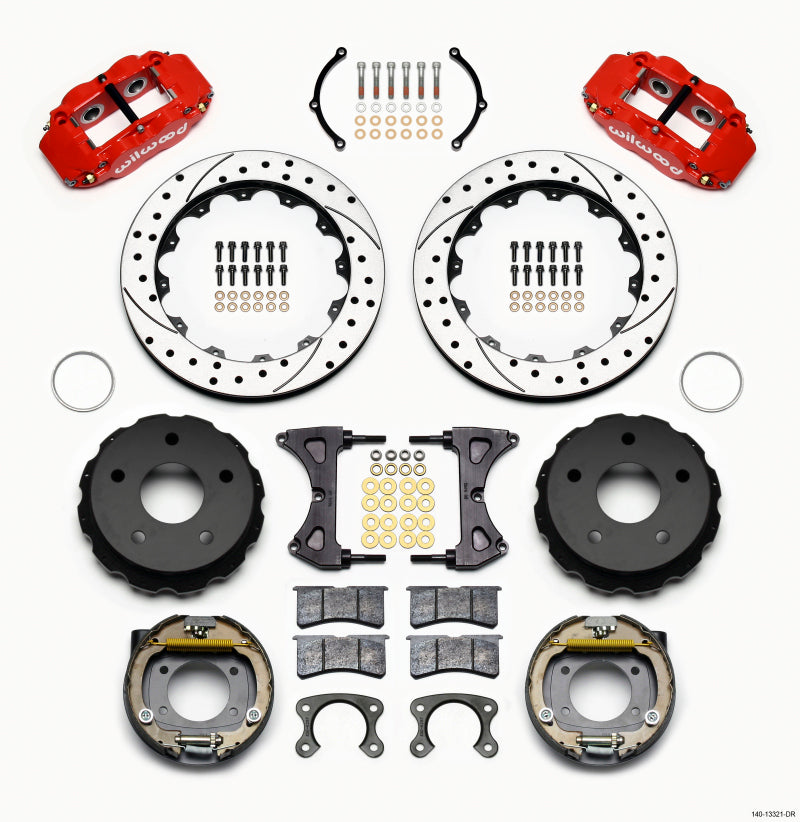 WIL Superlite Brake Kit - Wilwood Narrow Superlite 4R Rear P-Brk Kit 12.88in Drilled Red Small Ford 2.36in Off Bronco 5 x 5.50