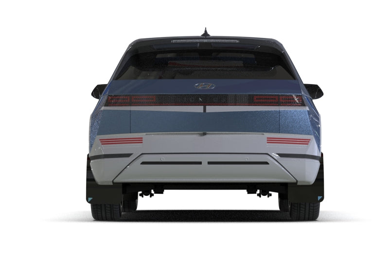 RAL UR Blk Flap/Teal Logo - Rally Armor 22-24 Hyundai Ioniq 5 Black UR Mud Flap Light Blue Battery Logo