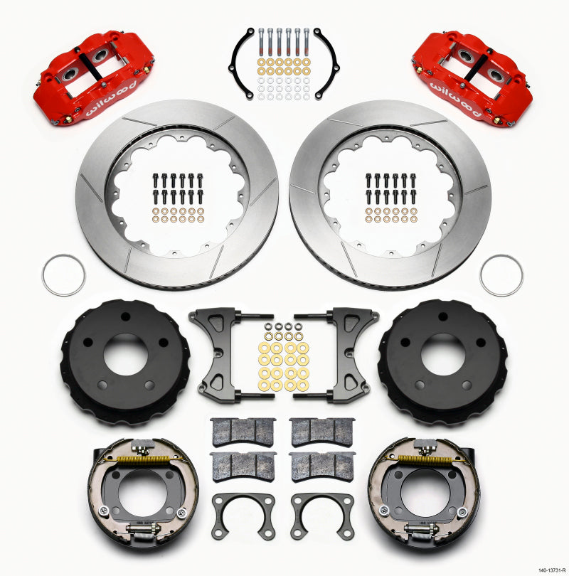 WIL Superlite Brake Kit - Wilwood Narrow Superlite 4R Rear P-Brk Kit 14.00in Red Big Ford 2.00in Off Bronco 5 x 5.50