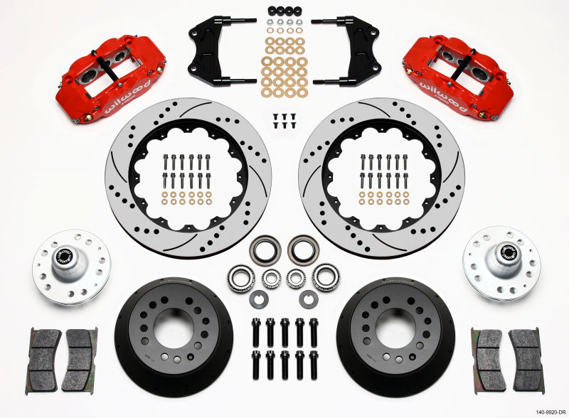 WIL Superlite Brake Kit - Wilwood Narrow Superlite 6R Front Hub Kit 14.00in Drill Red WWE ProSpindle
