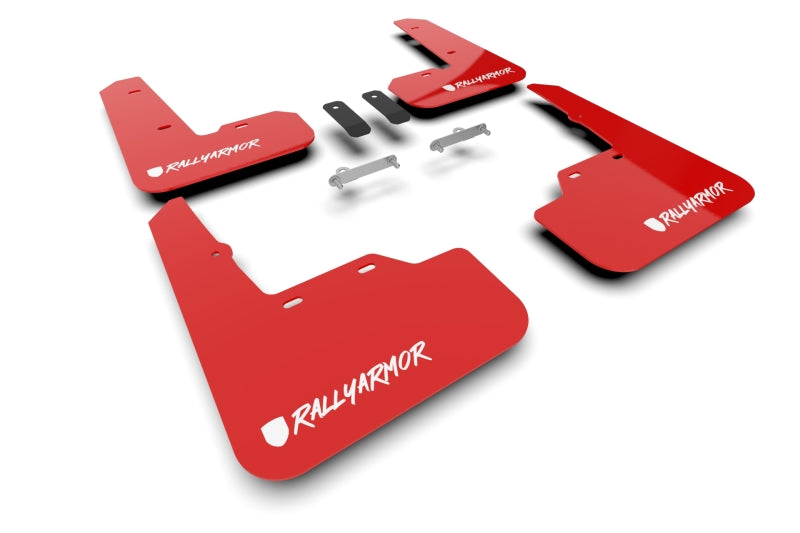RAL UR Red Flap/Wht Logo - Rally Armor 22-25 Subaru WRX Red UR Mud Flap Altered Font White Logo