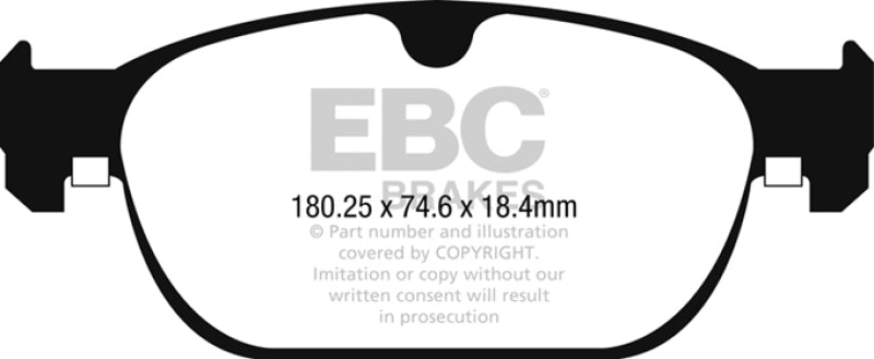 EBC Yellowstuff Brake Pad Sets - EBC 16-17 Volvo XC90 Yellowstuff Front Brake Pads
