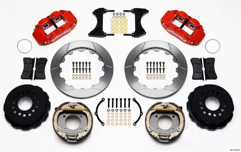 WIL Superlite Brake Kit - Wilwood Narrow Superlite 4R Rear P-Brk Kit 12.88in Red Chevy 12 Bolt w/ C-Clips