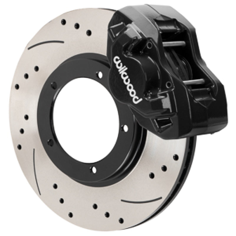 D45 Brake Kits - Wilwood 75-83 Porsche 911 D45 11.10in. Front Brake Kit w/ Flex Lines - Drilled Rotors (Black)