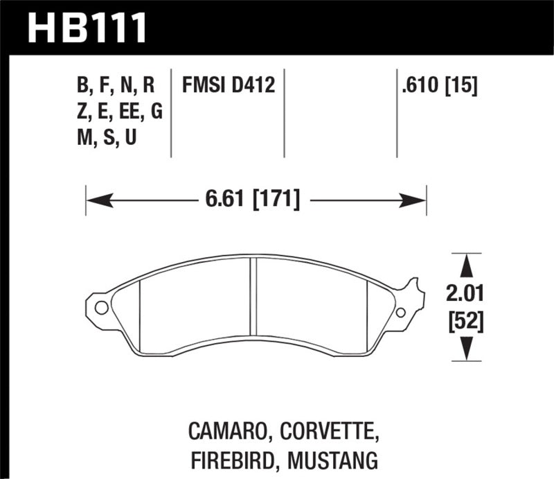 HAWK Ceramic Brake Pad Sets - Hawk 94-04 Mustang Cobra / 88-95 Corvette 5.7L / 88-92 Camaro w/ HD Brakes Front Performance Ceramic