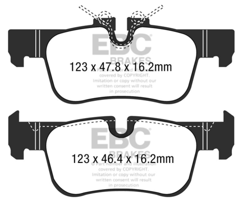 EBC Redstuff Brake Pad Sets - EBC 2016+ Mini Cooper Clubman (F54) 1.5L Turbo Redstuff Rear Brake Pads