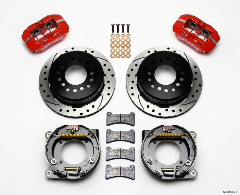 WIL Dynapro Brake Kit - Wilwood Dynapro Low-Profile 11.00in P-Brake Kit Drill-Red Chevy C-10 2.42 Offset 5-lug