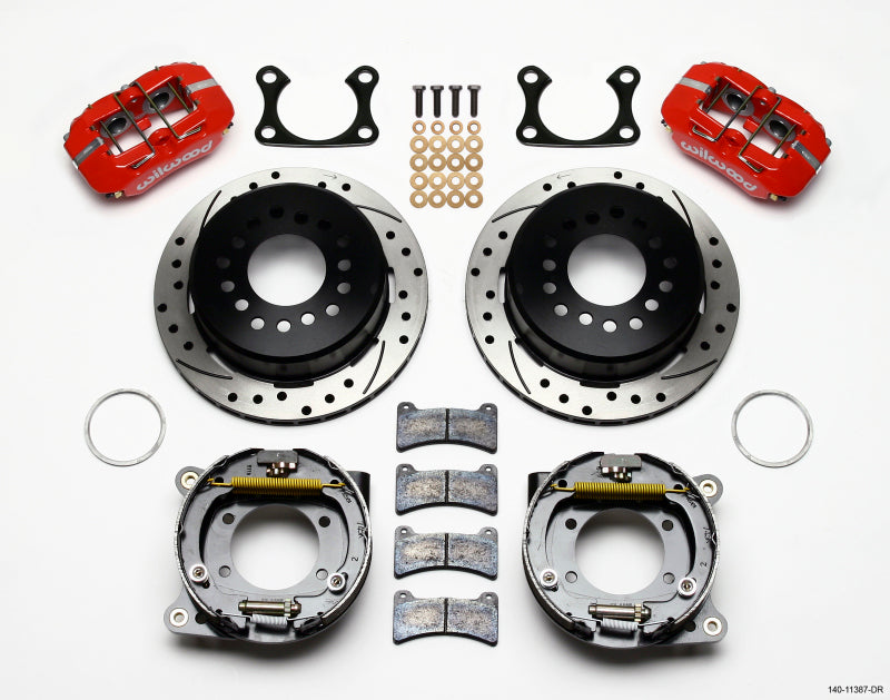 WIL Dynapro Brake Kit - Wilwood Dynapro Low-Profile 11.00in P-Brake Kit Drill-Red Big Ford 2.36in Offset