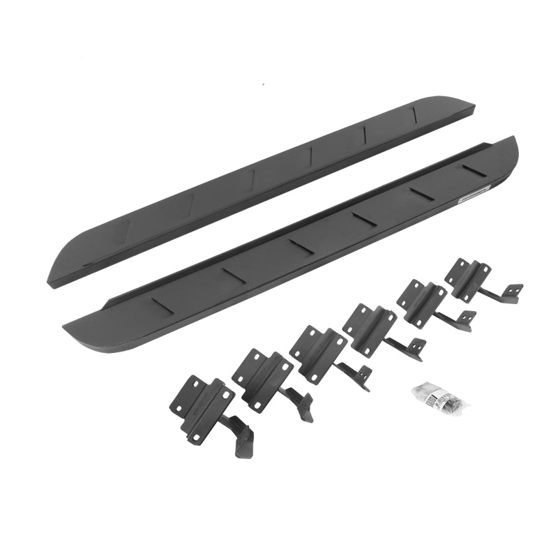 GOR RB10 Slim Running Boards - Go Rhino 17-22 Ford F-250 / F-350 Reg Cab 2DR RB10 Slim Running Boards Kit (w/Brackets) - Tex. Blk