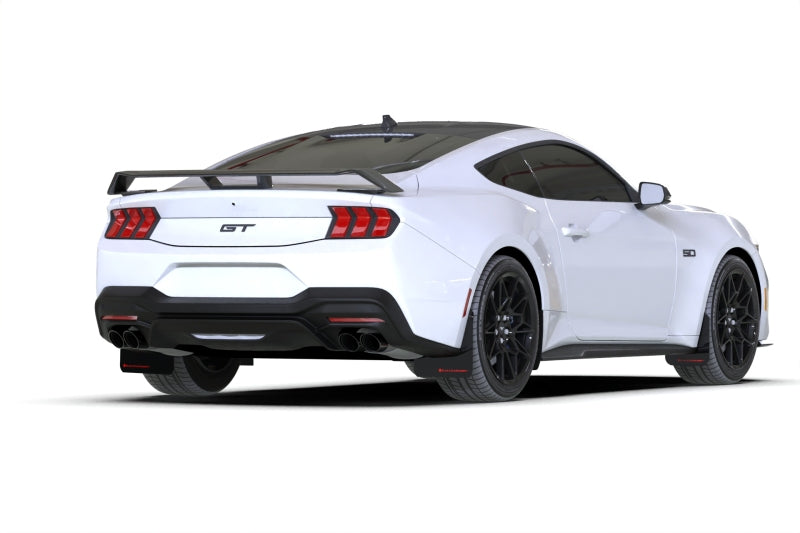 RAL UR Blk Flap/Rd Logo - Rally Armor 2024+ Ford Mustang Black UR Mud Flap w/ Red Logo