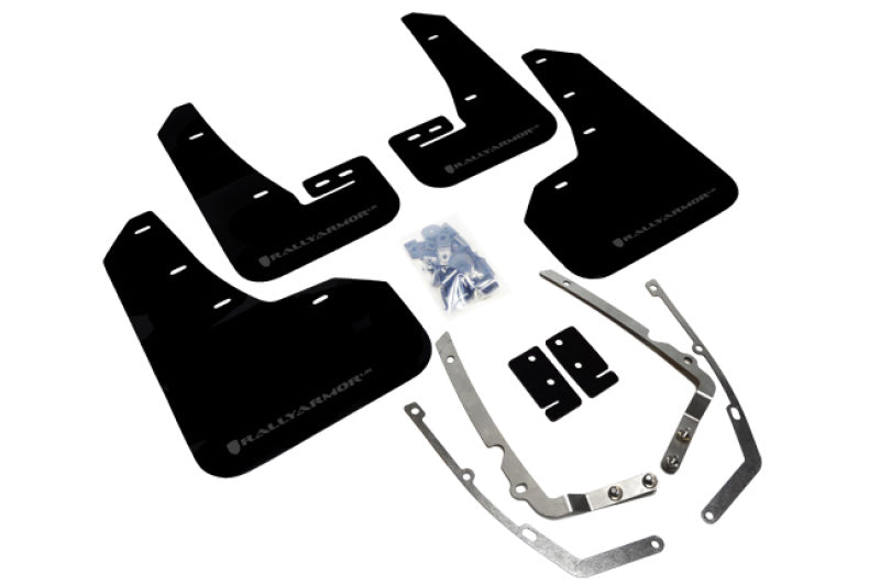 RAL UR Blk Flap/Grey Logo - Rally Armor 15-21 MKVII VW Golf/GTI Black UR Mud Flap w/Grey Logo