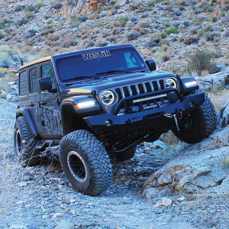 WES WJ2 Bumpers - Westin 18-19 Jeep Wrangler JL WJ2 Full Width Front Bumper w/Bull Bar Textured Black