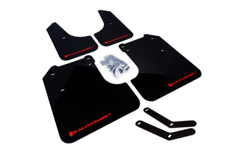 RAL UR Red Flap/Wht Logo - Rally Armor 08-10 Subaru WRX / 08-11 Impreza 2.5i (Hatch/Sedan) Red UR Mud Flap w/White Logo