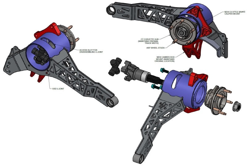 RID Control Arms - Rear Set - Ridetech 63-79 Chevy Corvette Rear Trailing Arms For C7 Hubs