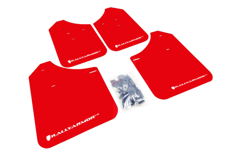 RAL Classic Red Flap/Wht Logo - Rally Armor 02-07 Subaru WRX/STI/RS/2.5i (Wagons Req. Mod.) Red UR Mud Flap w/White Logo