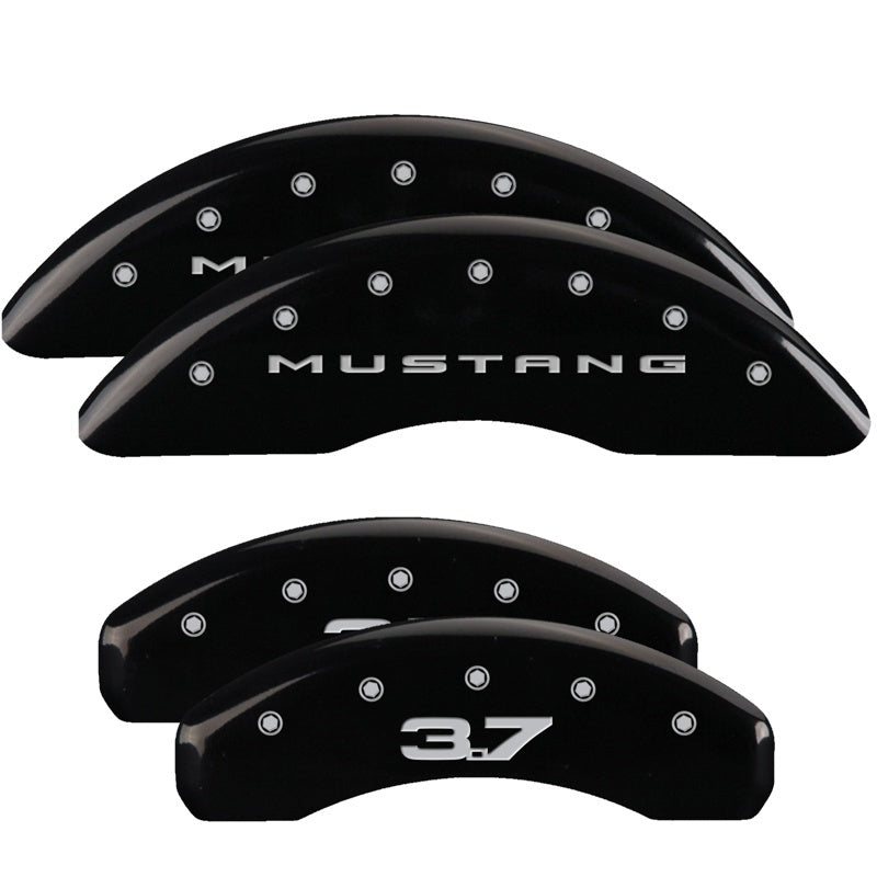MGP Caliper Covers 4 Logo - MGP 4 Caliper Covers Engraved Front 2015/Mustang Engraved Rear 2015/37 Black finish silver ch