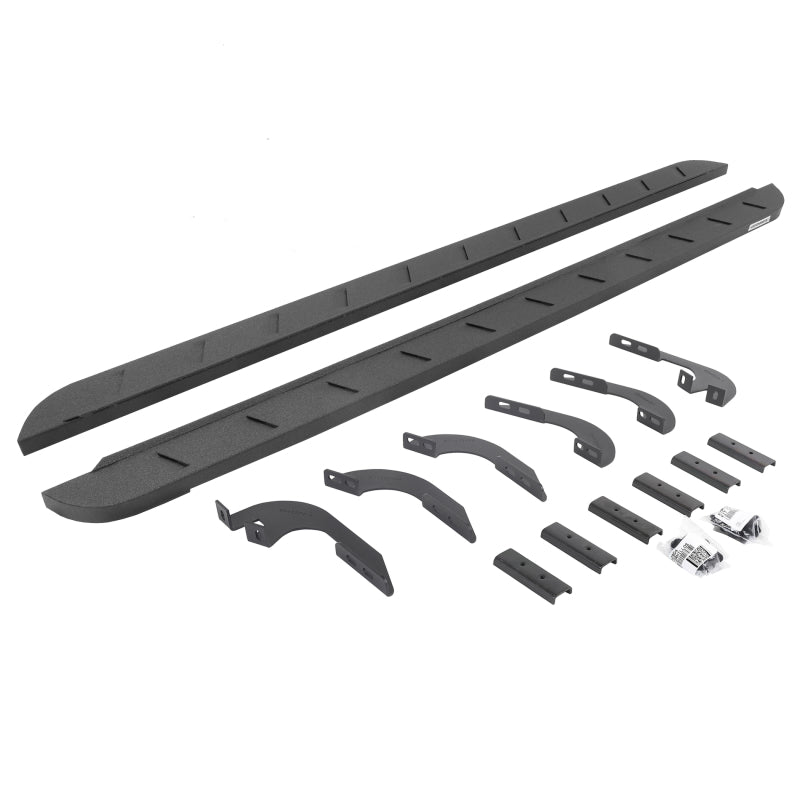 GOR RB10 Slim Running Boards - Go Rhino 05-22 Toyota Tacoma DC 4DR RB10 Slim Running Boards Kit (Incl. Brackets) - Bedliner Coating