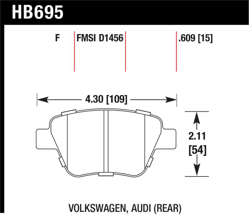 HAWK HPS Brake Pad Sets - Hawk 12 Audi A3 / 11-12 VW Golf GTI/Jetta S/Jetta SE/Jetta SEL/Jetta TDI HPS Street Rear Brake Pads