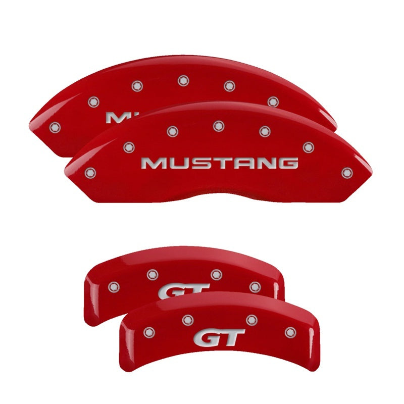 MGP Caliper Covers 4 Logo - MGP 4 Caliper Covers Engraved Front Mustang Engraved Rear SN95/GT Red finish silver ch