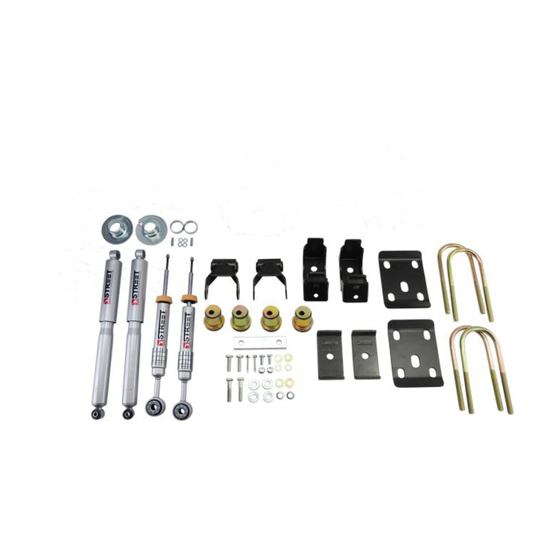BT Lower Kit w SP Shocks - Belltech LOWERING KIT 14 Chev/GM Silverado/Sierra Std Cabs 2WD 0in to -4in Front/7in Rear with Shock