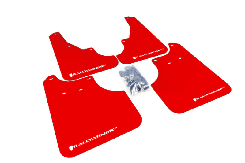RAL UR Red Flap/Wht Logo - Rally Armor 09-13 Subaru Forester Red UR Mud Flap w/ White Logo