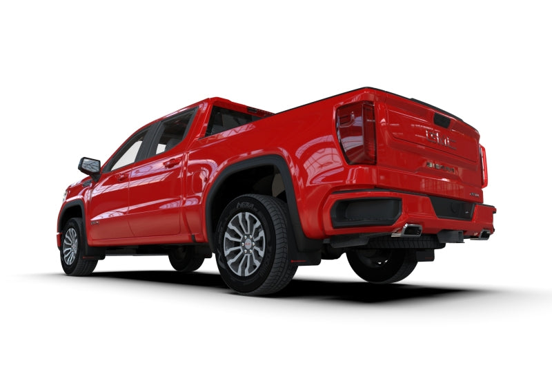 RAL UR Blk Flap/Met. Blk Logo - Rally Armor 19-25 GMC Sierra 1500 AT4 Black UR Mud Flap w/ Metallic Black Logo