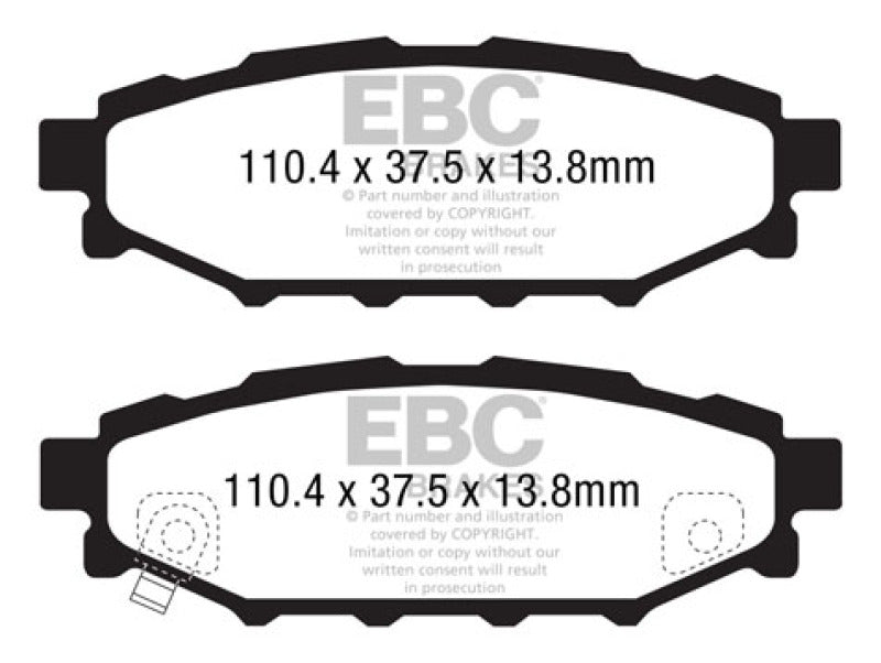 EBC Greenstuff Brake Pad Sets - EBC 12+ Subaru BRZ 2.0 (solid rear rotors) Greenstuff Rear Brake Pads
