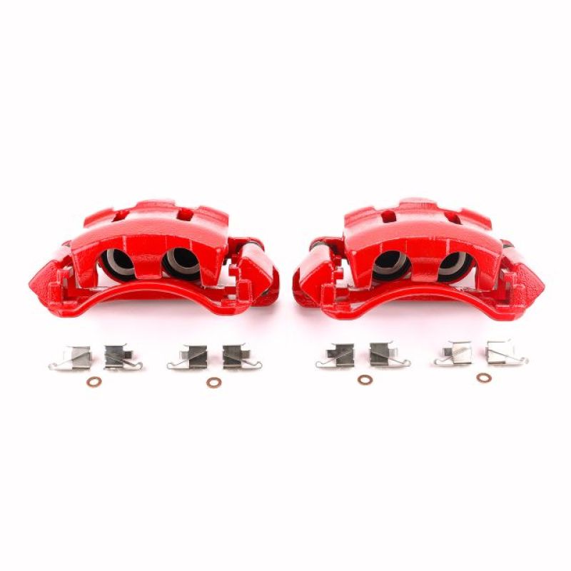 PSB Red Calipers - Power Stop 00-05 Ford Excursion Front Red Calipers w/Brackets - Pair