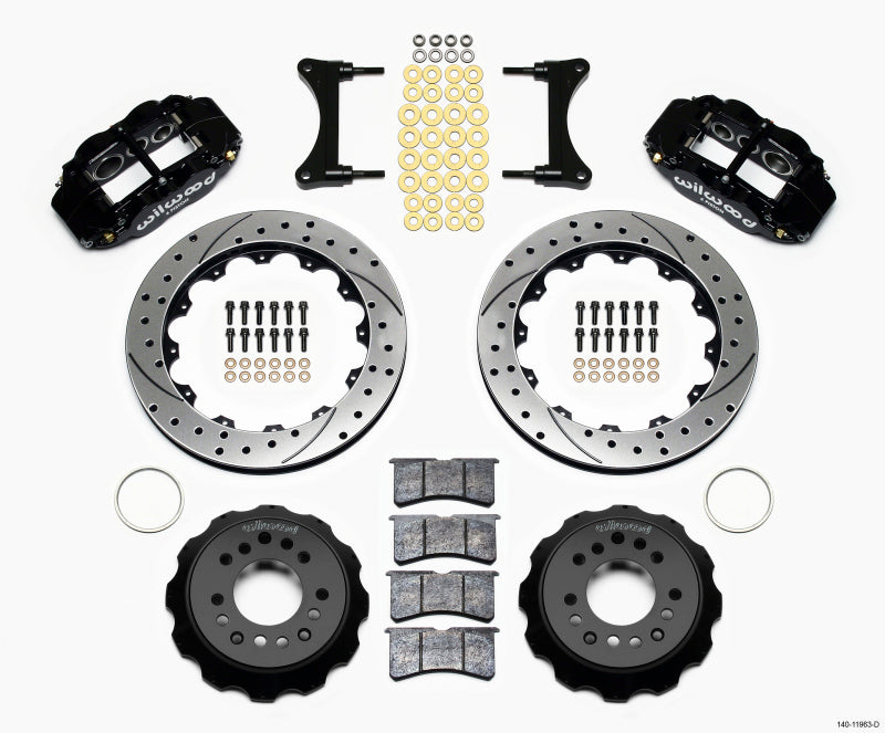 WIL Superlite Brake Kit - Wilwood Narrow Superlite 6R Front Hat Kit 12.88in Drilled 93-96 Mazda RX7
