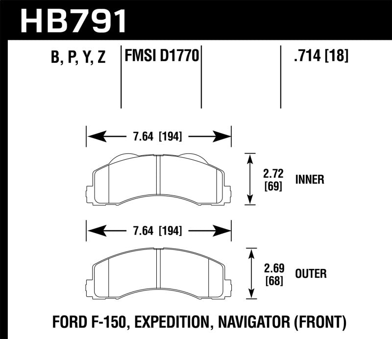 HAWK LTS Brake Pads - Hawk 14-16 Ford F-150 LTS Street Front Brake Pads