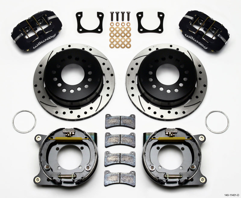 WIL Dynapro Brake Kit - Wilwood Dynapro Low-Profile 11.00in P-Brake Kit Drilled Chevy 12 Bolt Spcl 2.81in Offset