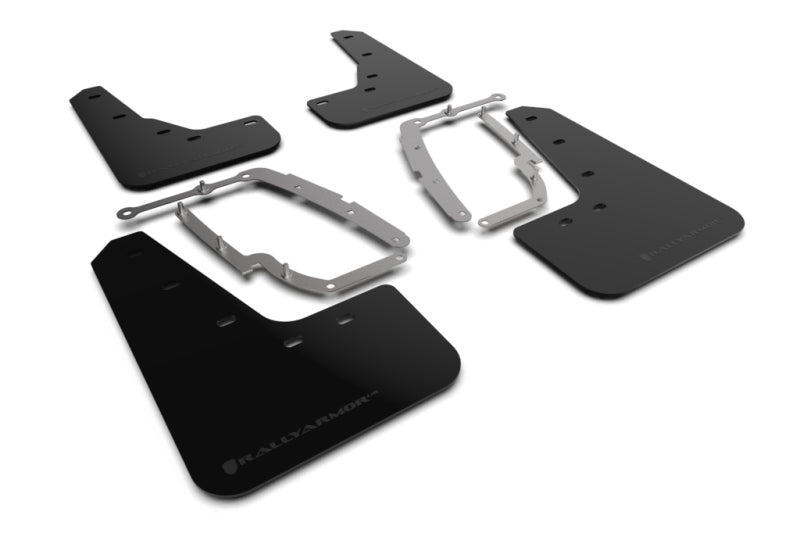 RAL UR Blk Flap/Met. Blk Logo - Rally Armor 17-23 Tesla Model 3 Black UR Mud Flap - Metallic Black Logo