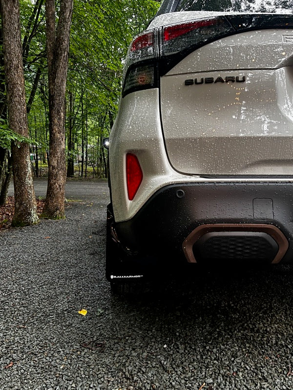 RAL UR Blk Flap/Met. Blk Logo - Rally Armor 25-26 Subaru Forester & Hybrid Black UR Mud Flap w/Metallic Black Logo