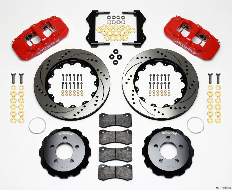 WIL Aero Brake Kit - Wilwood AERO6 Front Hat Kit 14.25 Drilled Red 2006-10 Magnum/Challenger/Charger/300C