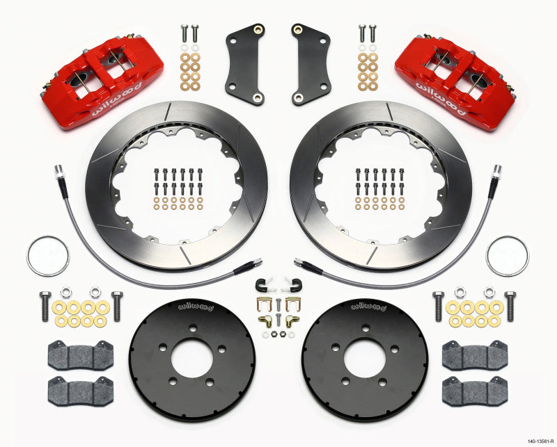 WIL Dynapro Brake Kit - Wilwood Dynapro 6 Front Hat Kit 12.88in Red 2005-Up Mazda 3 w/ Lines