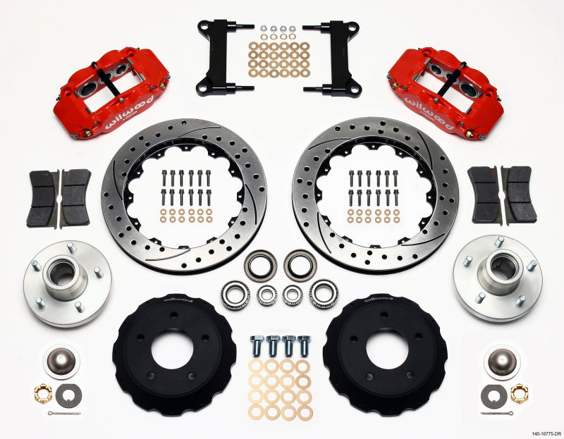 WIL Superlite Brake Kit - Wilwood Narrow Superlite 6R Front Hub Kit 13.06in Drill Red Chevy C-10 60-87 CPP Drop Spindle