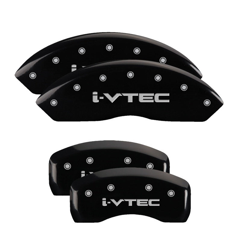 MGP Caliper Covers 4 Logo - MGP 4 Caliper Covers Engraved Front & Rear I-Vtec Black Finish Silver Char 2017 Acura RDX
