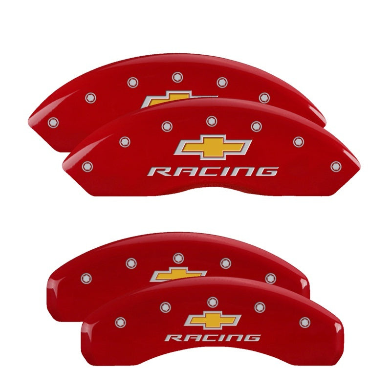 MGP Caliper Covers 4 Logo - MGP 4 Caliper Covers Engraved Front & Rear Chevy Racing Red Finish Silver Char 2017 Chevrolet Camaro