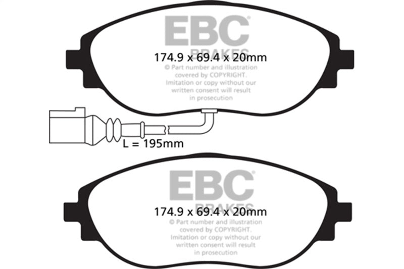 EBC Bluestuff Brake Pad Sets - EBC 2015+ Volkswagen GTI/Golf R (Mk7) Bluestuff Front Brake Pads
