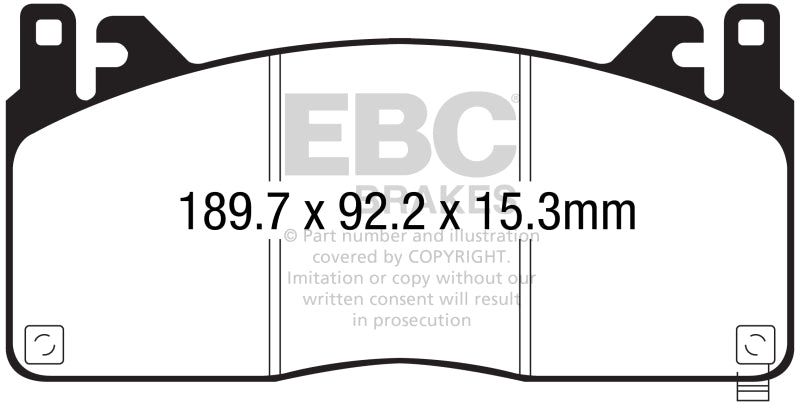 EBC Redstuff Brake Pad Sets - EBC 2015+ Ford Mustang (6th Gen) 5.2L (GT350) Shelby Redstuff Front Brake Pads