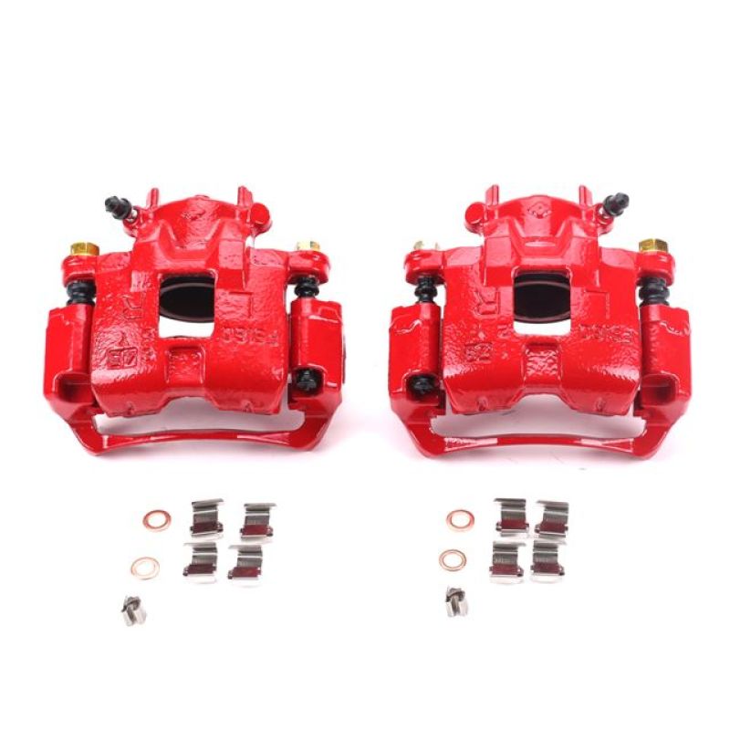 PSB Red Calipers - Power Stop 02-07 Mitsubishi Lancer Front Red Calipers w/Brackets - Pair