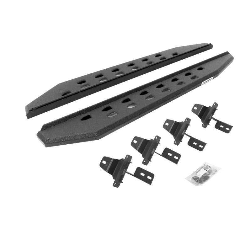 GOR RB20 Slim Running Boards - Go Rhino 18-22 Jeep Wrangler JL 2DR RB20 Slim Running Boards Kit (Incl. Brackets) - Bedliner Coating