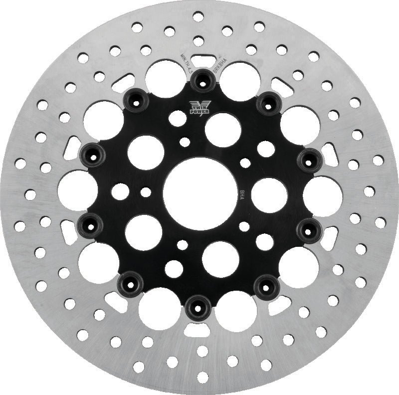TWP Brake Rotors - Twin Power 84-17 Big Twin Exc 11.8 and Lug Mount 84-13 XL Front 11.5 Floating Rotor W/Holes Black