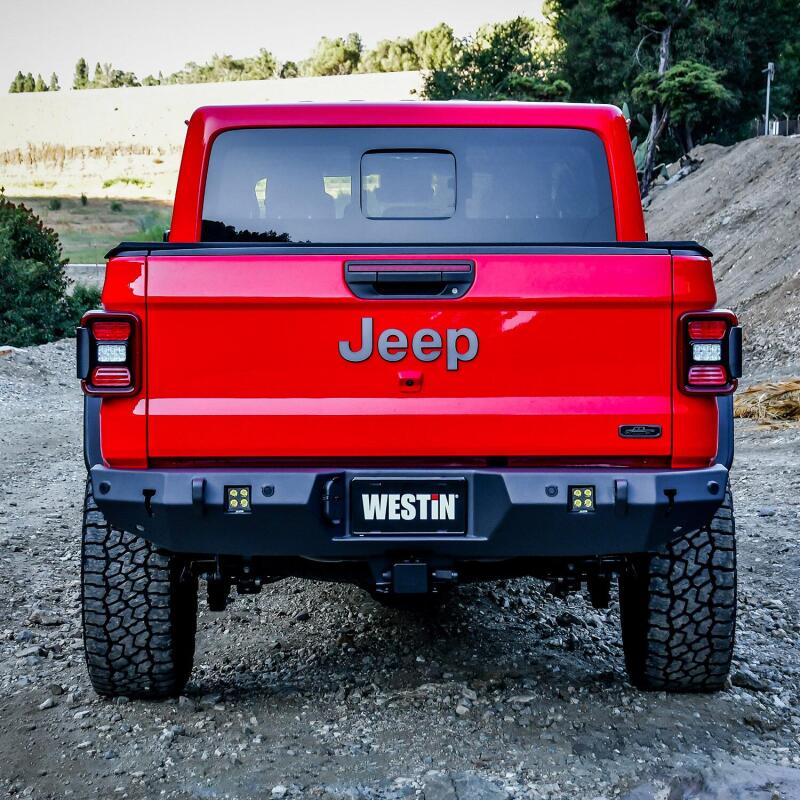 WES WJ2 Bumpers - Westin 2020 Jeep Gladiator w/Sensors WJ2 Rear Bumper w/Sensor - Textured Black