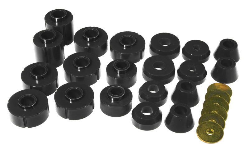 PRO Body/Subframe Bush - Blk - Prothane 73-77 Chevy K10 Blazer Body Mount Kit - Black