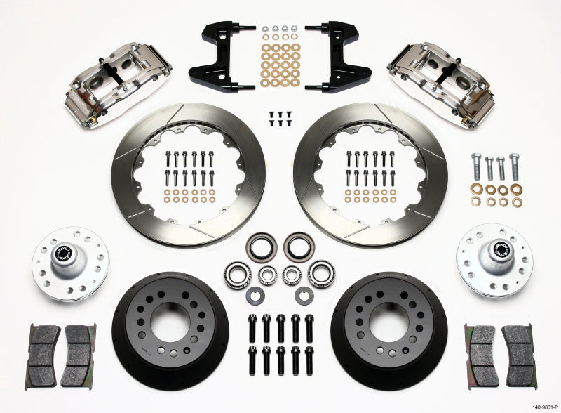 WIL Superlite Brake Kit - Wilwood Narrow Superlite 6R Front Hub Kit 12.88in Polished 74-80 Pinto/Mustang II Disc Spindle only