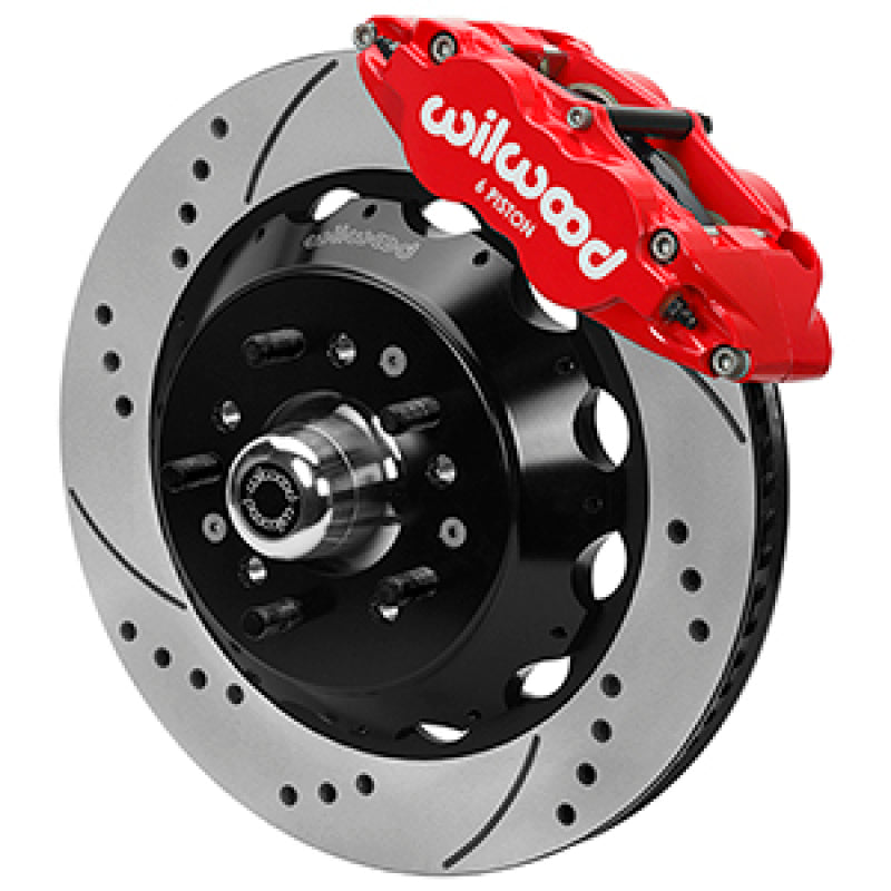 WIL Superlite Brake Kit - Wilwood Forged 6 Piston Red Superlite Caliper, SRP 72 Vane Vented Spec37 Drilled & Slotted Rotor - 1